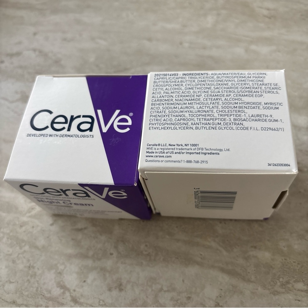 Cerave skin Renewing Night Cream peptide complex Lot of 2 1.07 oz  New in Box
